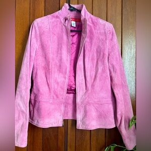 Anne Klein Vintage Pink Leather Jacket — 100% Leather, 90s Barbie Pink, Size 12